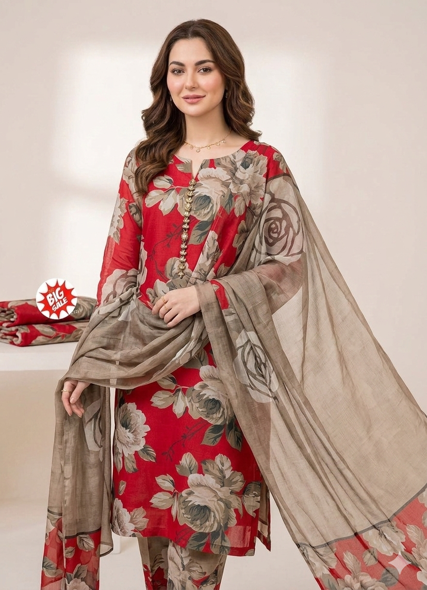 3 PC - SWISS LAWN DIGITAL PRINTED - AR14