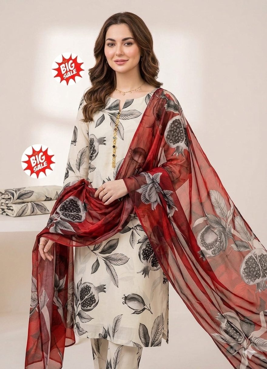 3 PC - SWISS LAWN DIGITAL PRINTED - AR13