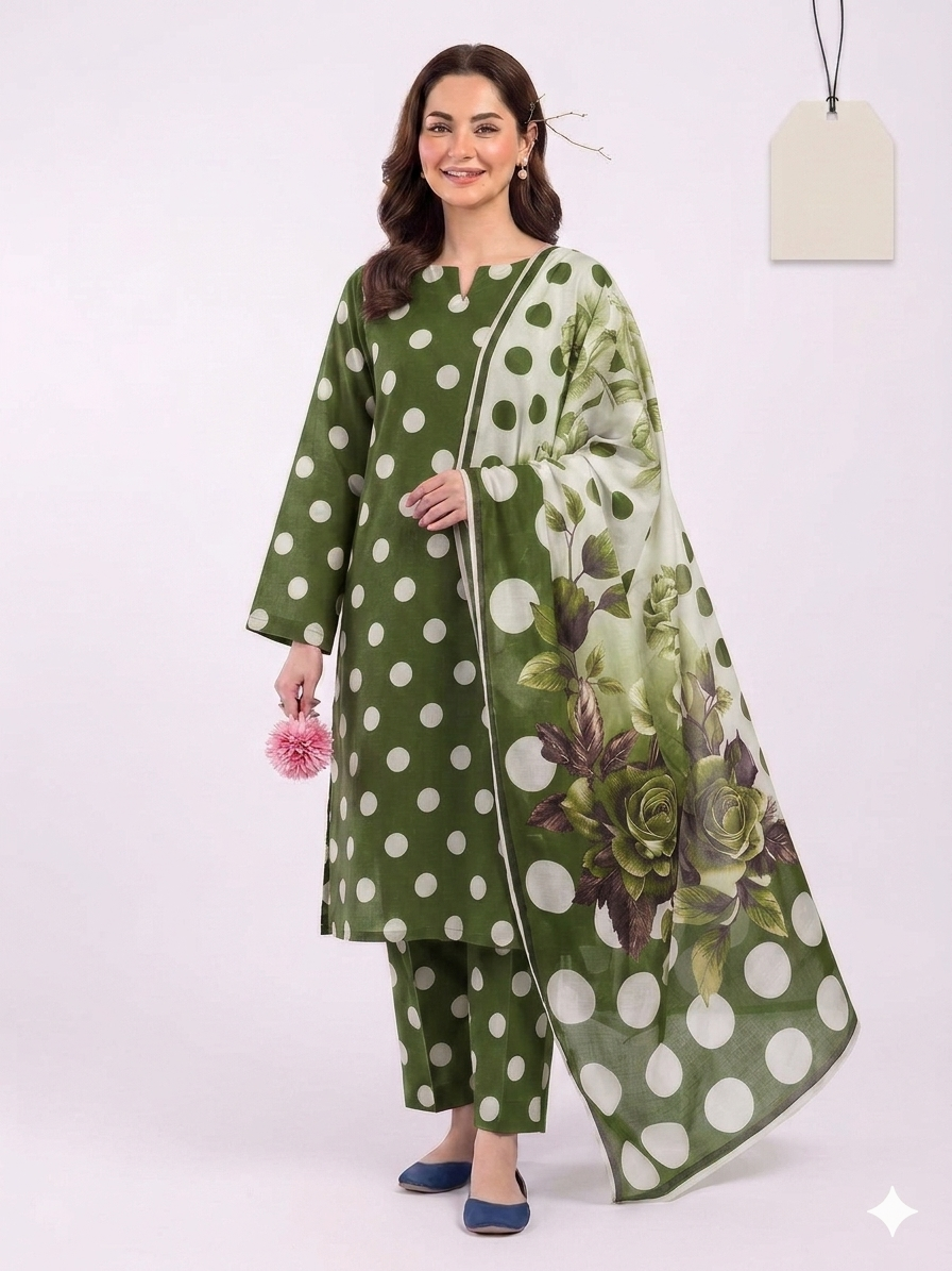 3 PC - PURE LAWN DIGITAL PRINTED - AR21