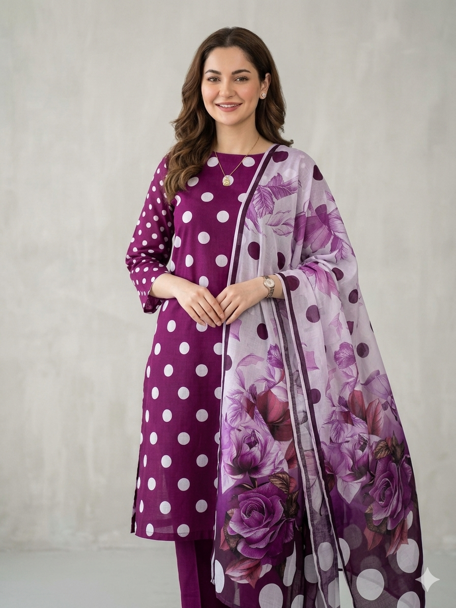 3 PC - PURE LAWN DIGITAL PRINTED - AR27